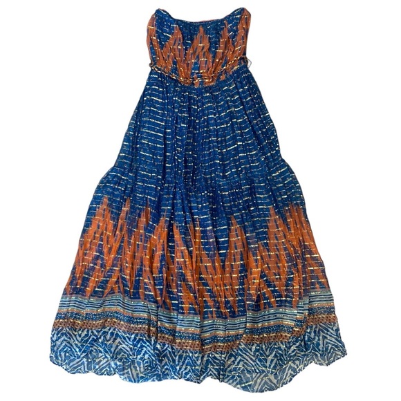 NWT Verb by Pallavi Singhee Nora Maxi Dress in Blue Motif Size 8 - Picture 9 of 16
